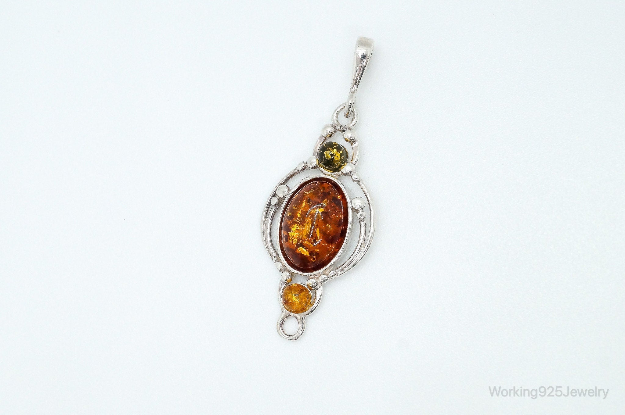 Vintage Multi Type Amber Sterling Silver Necklace Pendant | Jewelry > Necklaces > Pendants | Wiccan Center