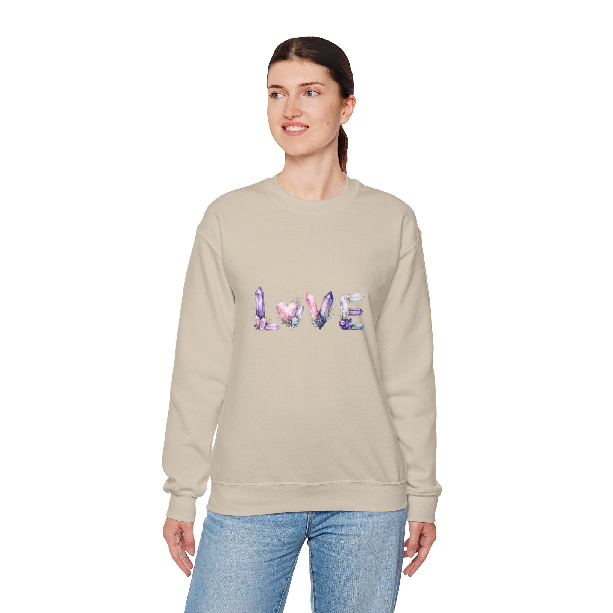 LOVE Crystal Letter Design | Sweatshirt | Wiccan Center