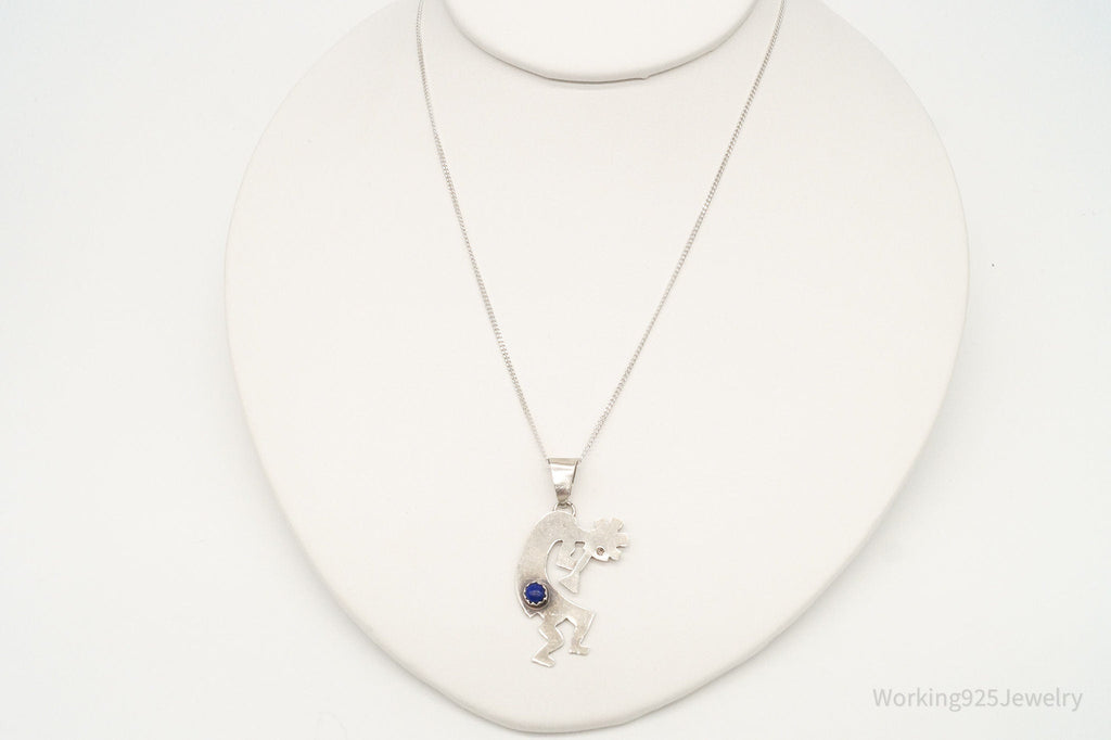 Vintage Native America Lapis Lazuli Dancing Kokopelli Sterling Silver Necklace | Jewelry > Necklaces > Pendants | Wiccan Center