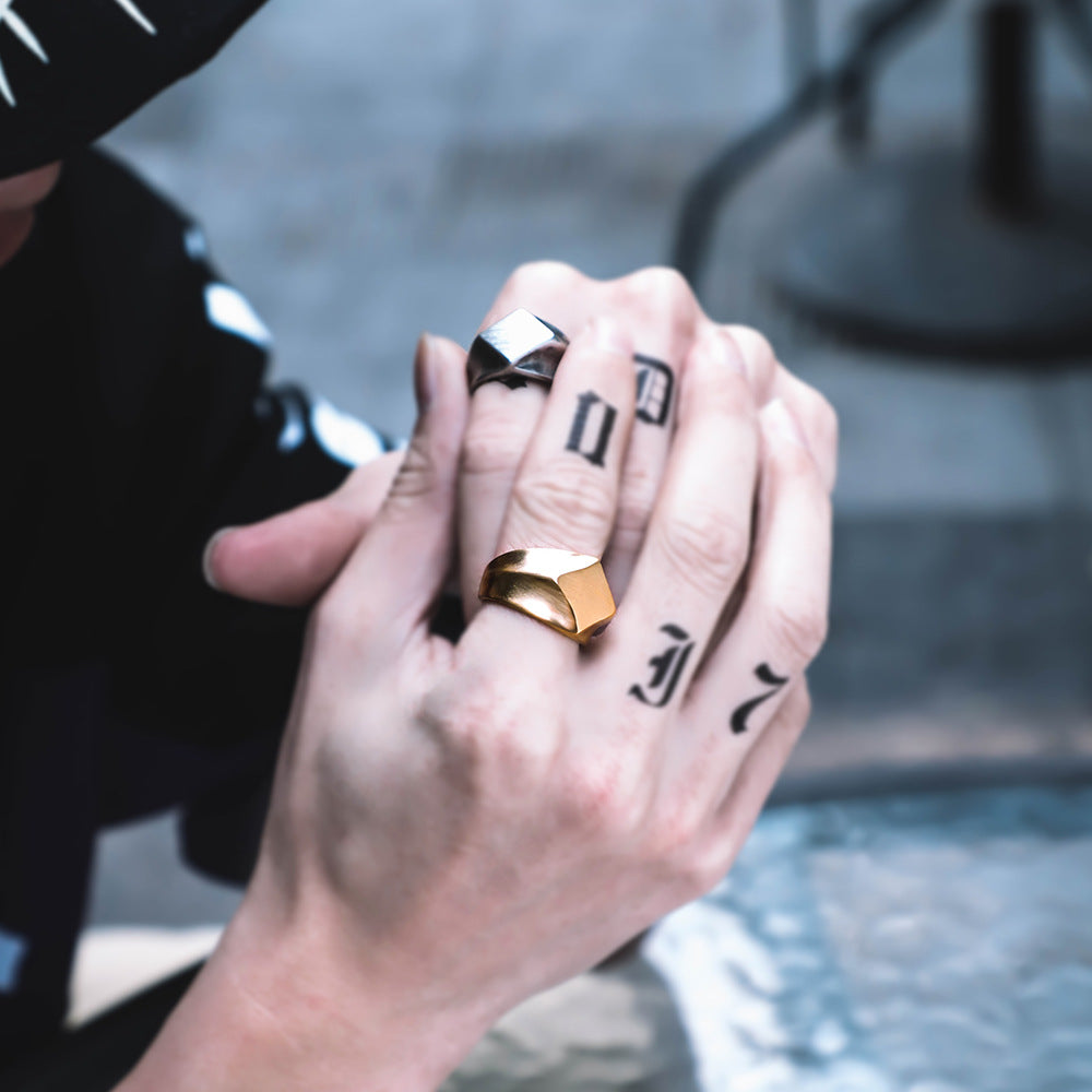 Minimalist geometric square diamond-shaped retro rings | | Wiccan Center