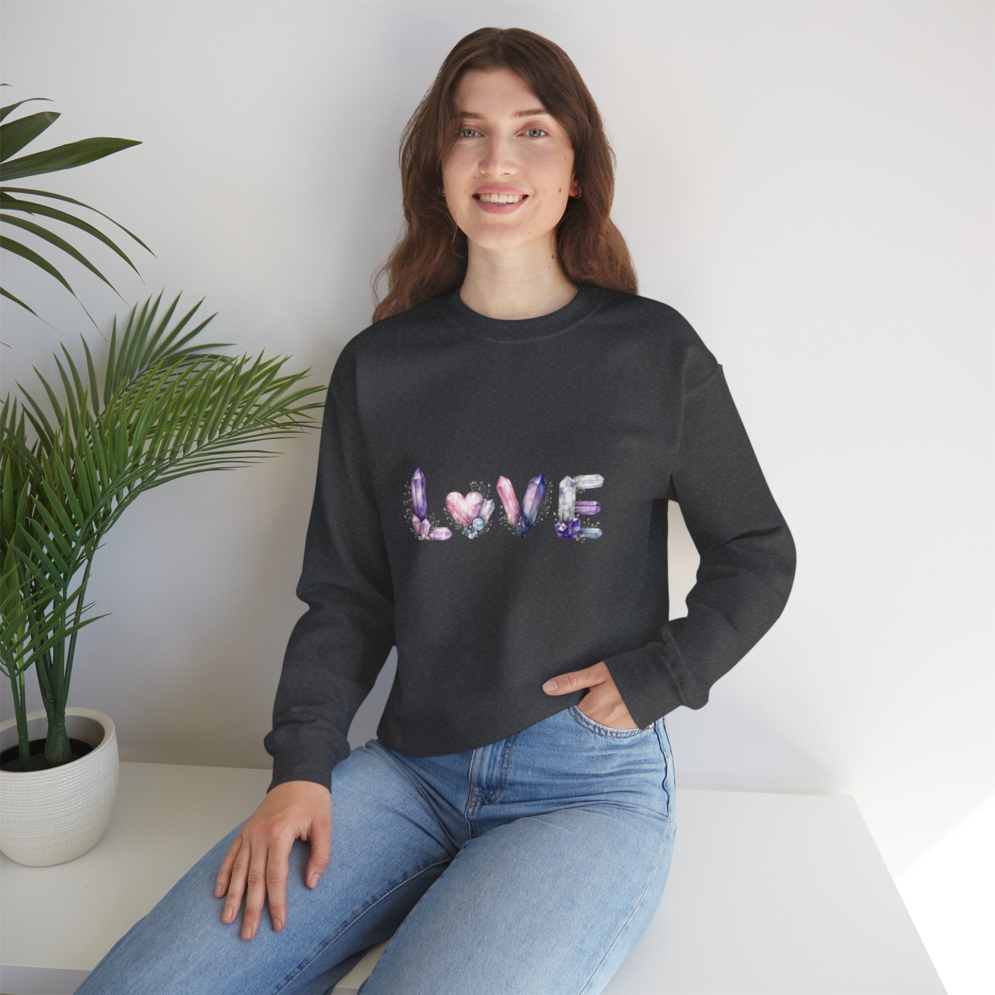 LOVE Crystal Letter Design | Sweatshirt | Wiccan Center