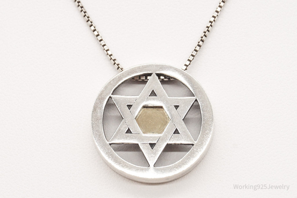 Vintage Star Of David Brass Copper Sterling Silver Necklace | Jewelry > Necklaces > Pendants | Wiccan Center
