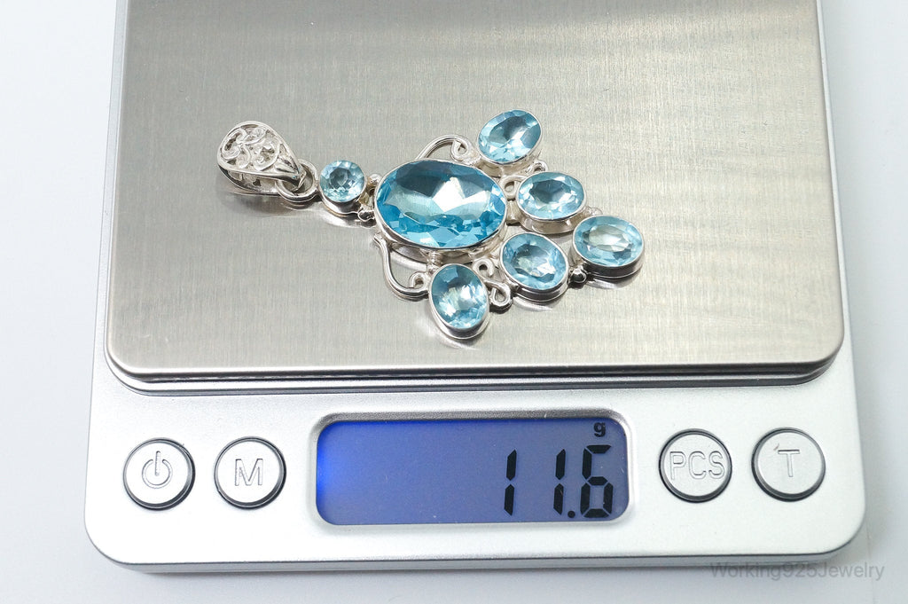 Large Vintage Blue Topaz Sterling Silver Necklace Pendant | Jewelry > Necklaces > Pendants | Wiccan Center