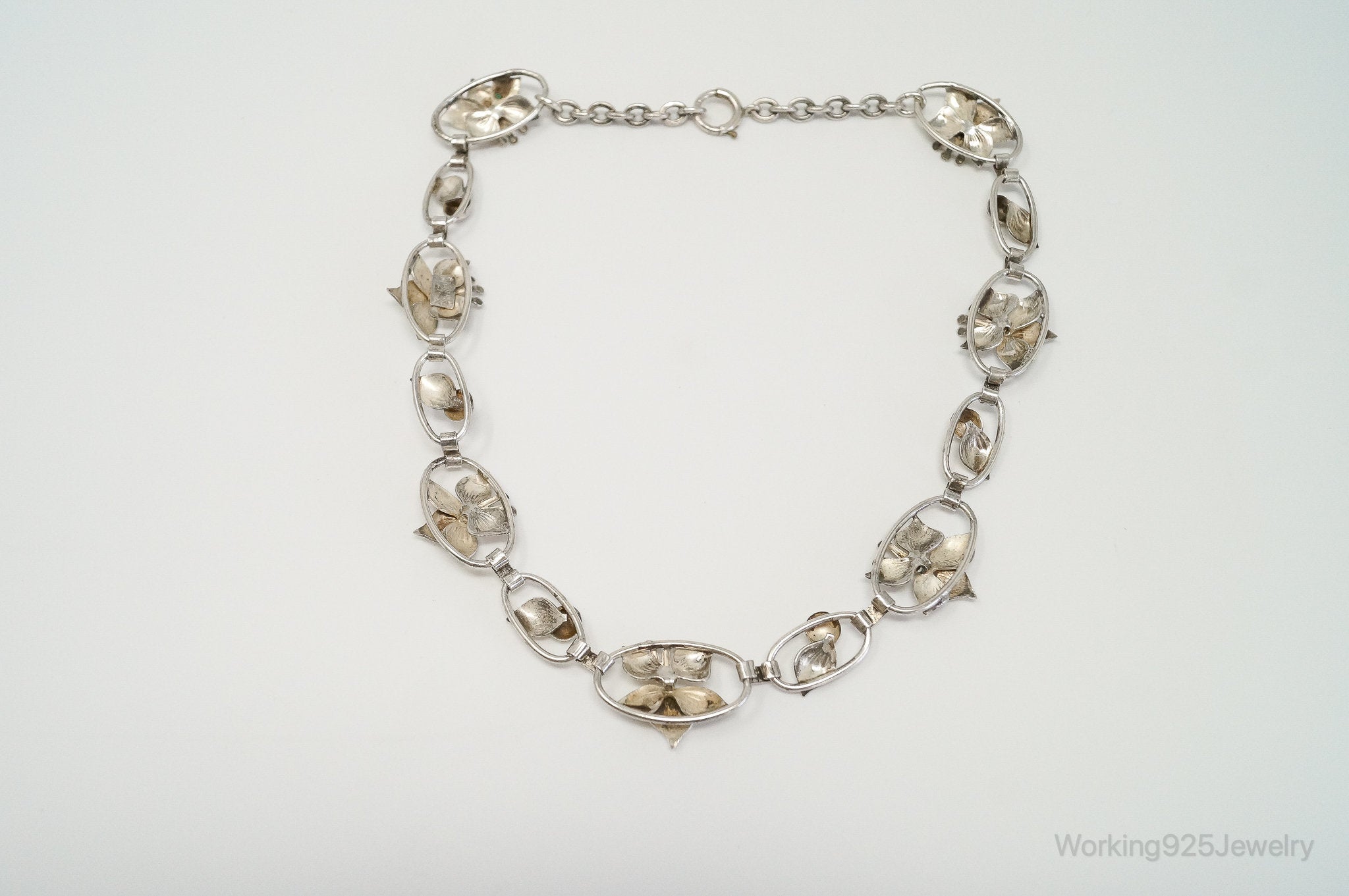 Lang Antiques Floral Link Sterling Silver Necklace | Jewelry > Necklaces > Pendants | Wiccan Center