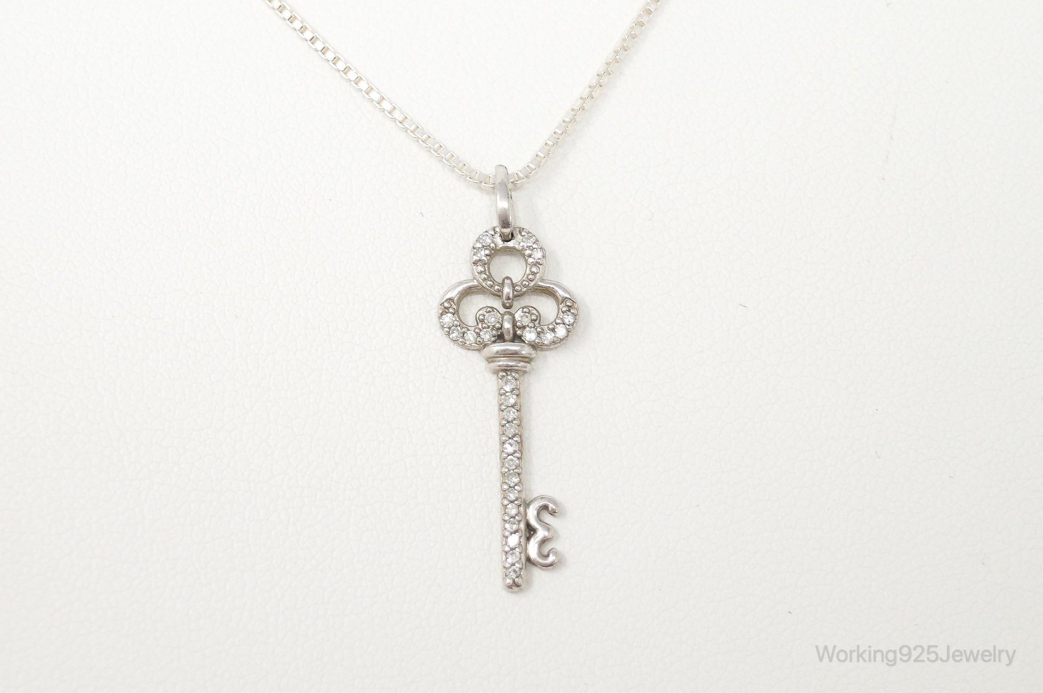 Large Designer Cubic Zirconia Key Sterling Silver Necklace | Jewelry > Necklaces > Pendants | Wiccan Center