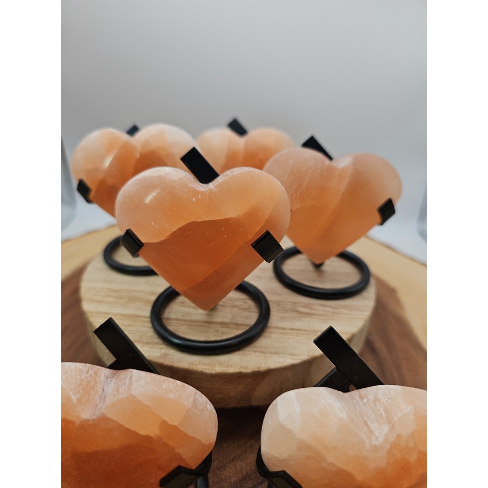 Peach Selenite Palm Stone W/stand 1each | Palm Stones & Tumbled Crystals | Wiccan Center
