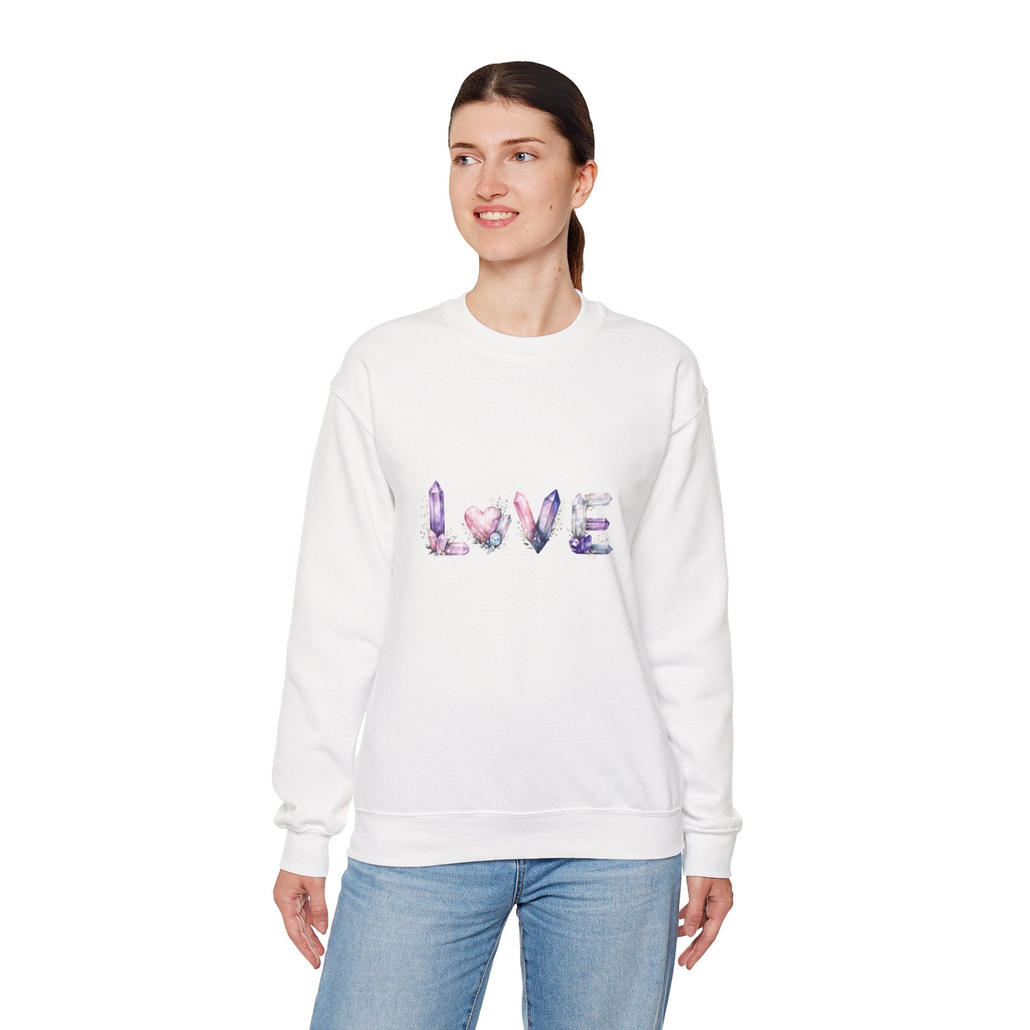 LOVE Crystal Letter Design | Sweatshirt | Wiccan Center