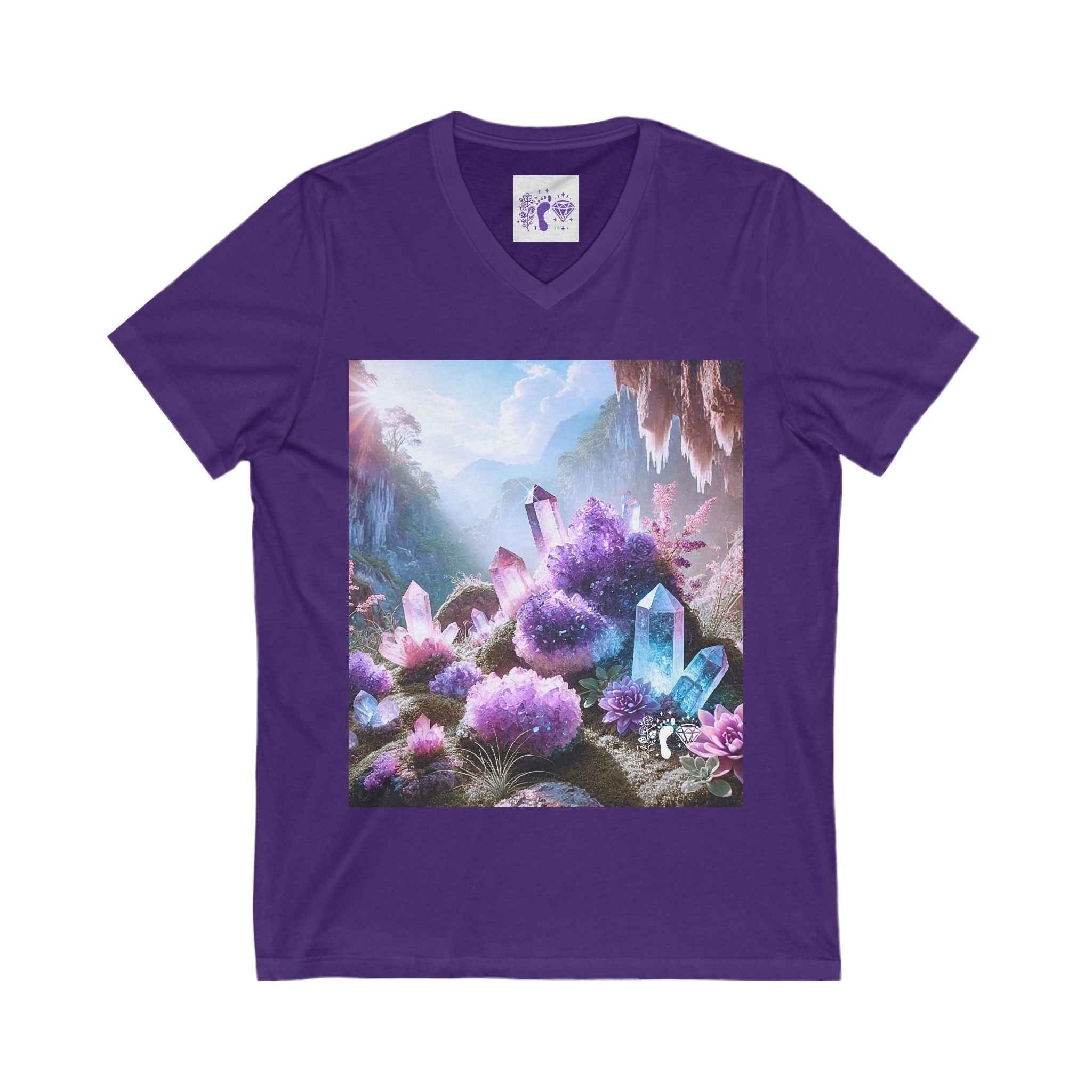 Crystal V-Neck Tee - Unisex Short Sleeve Shirt for Nature Lovers | V-neck | Wiccan Center