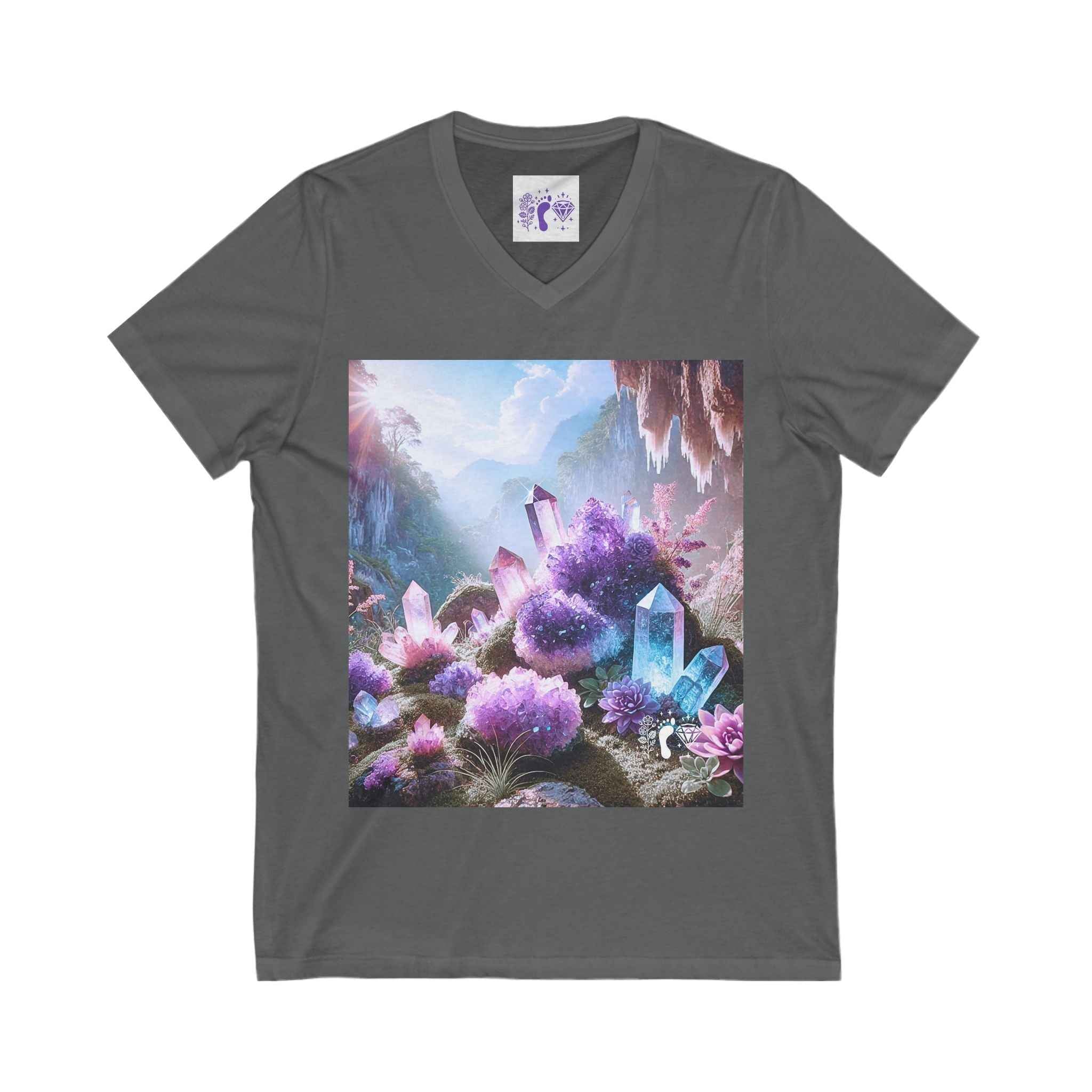 Crystal V-Neck Tee - Unisex Short Sleeve Shirt for Nature Lovers | V-neck | Wiccan Center