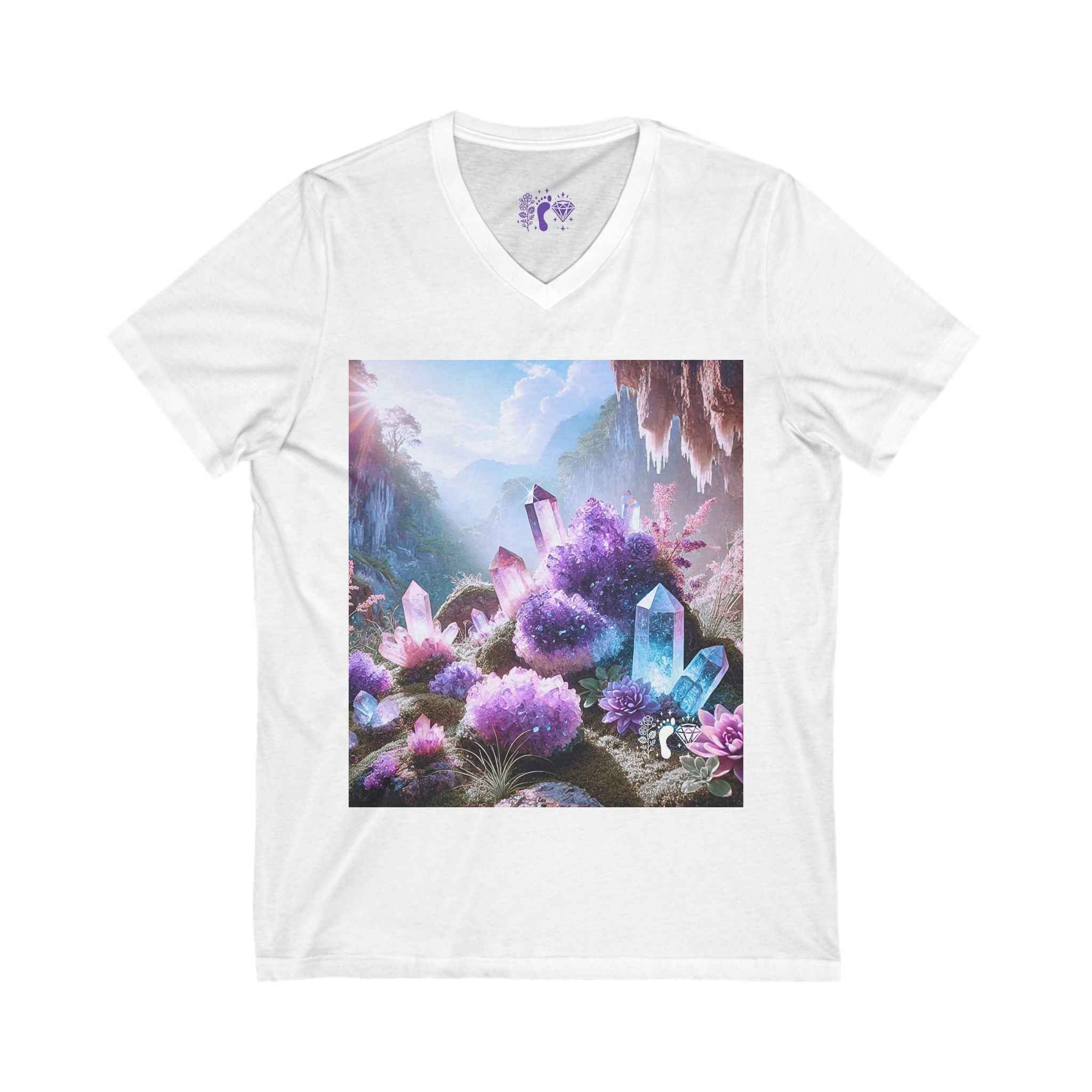 Crystal V-Neck Tee - Unisex Short Sleeve Shirt for Nature Lovers | V-neck | Wiccan Center