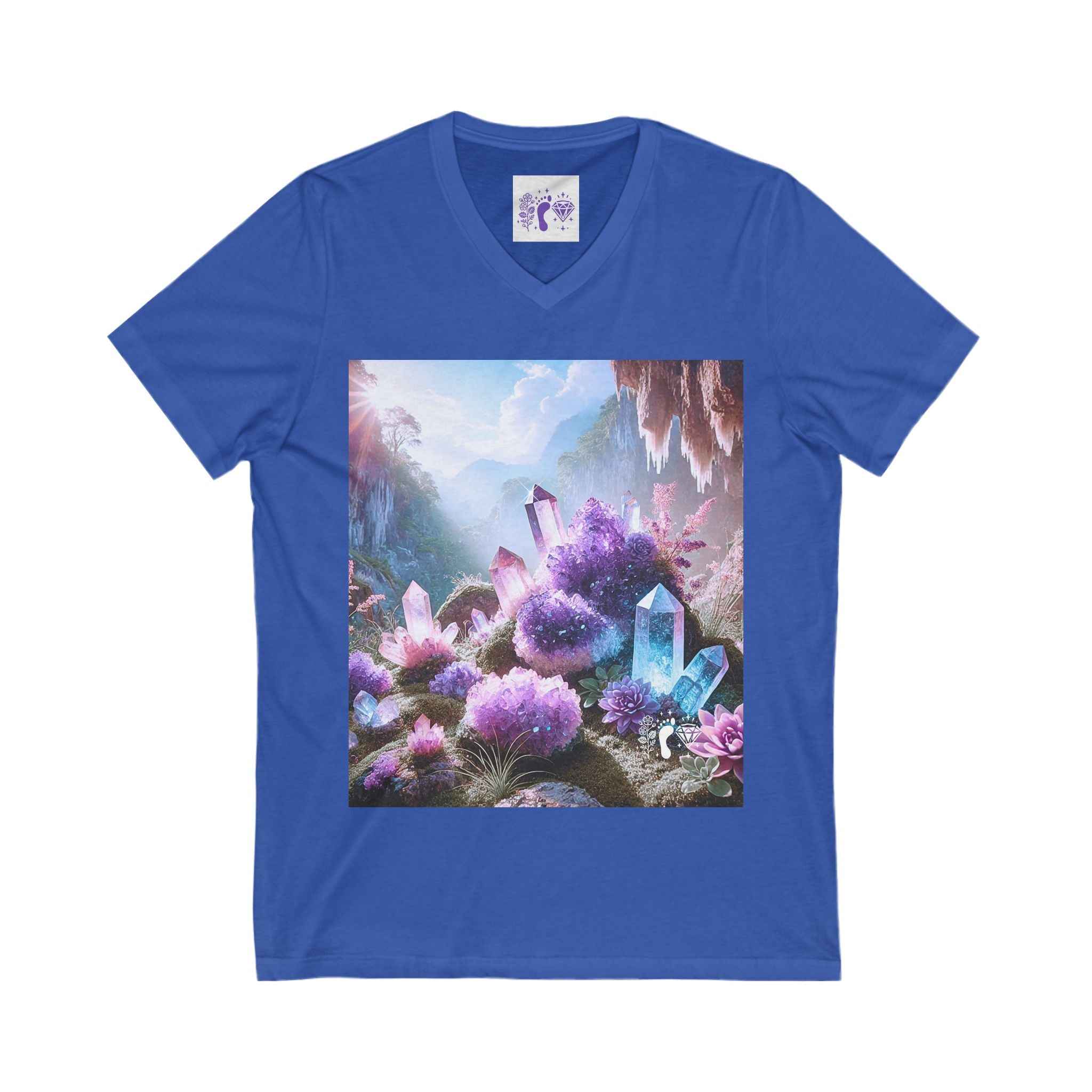 Crystal V-Neck Tee - Unisex Short Sleeve Shirt for Nature Lovers | V-neck | Wiccan Center