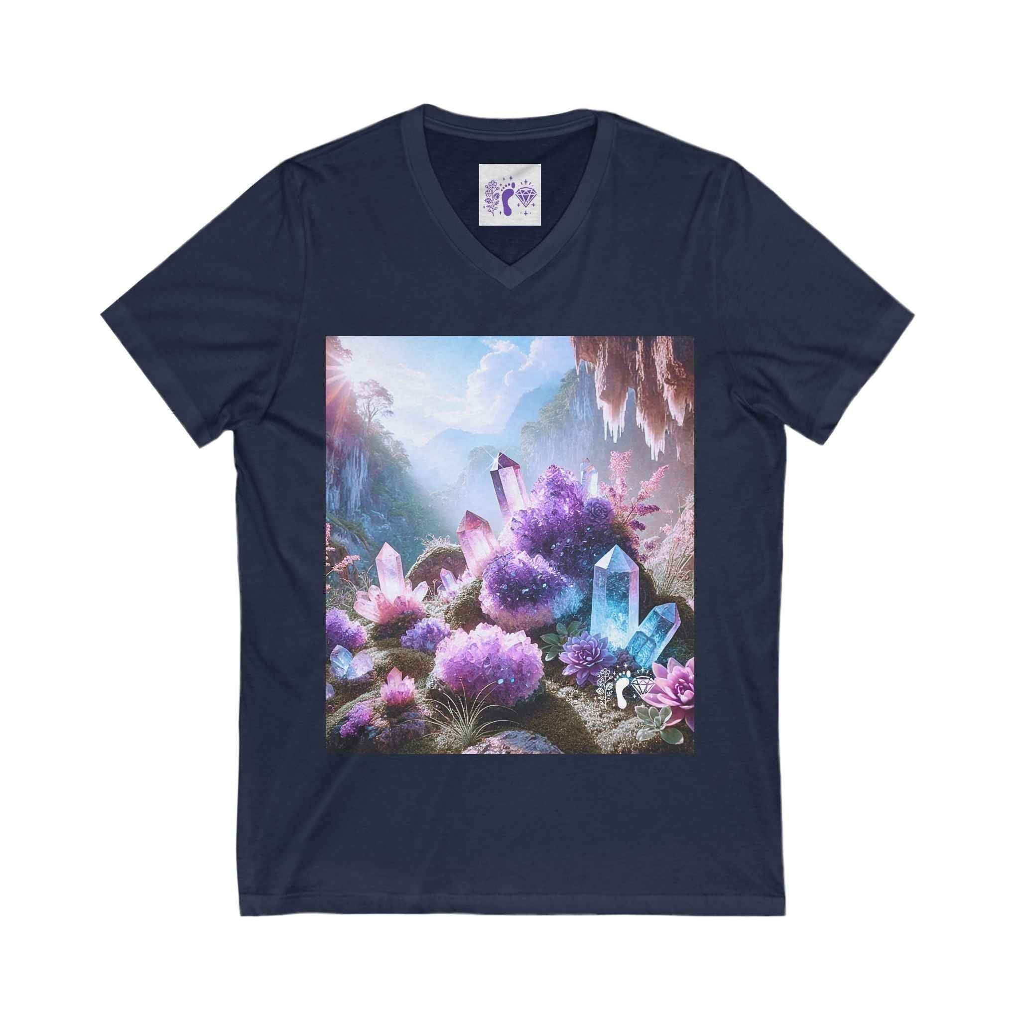 Crystal V-Neck Tee - Unisex Short Sleeve Shirt for Nature Lovers | V-neck | Wiccan Center