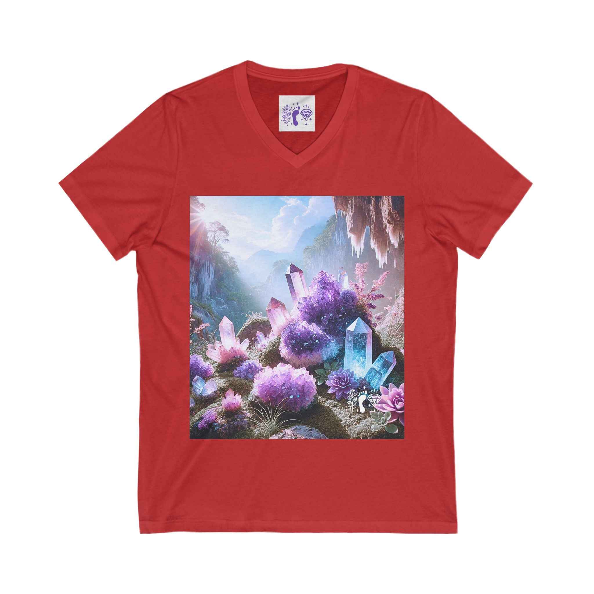 Crystal V-Neck Tee - Unisex Short Sleeve Shirt for Nature Lovers | V-neck | Wiccan Center