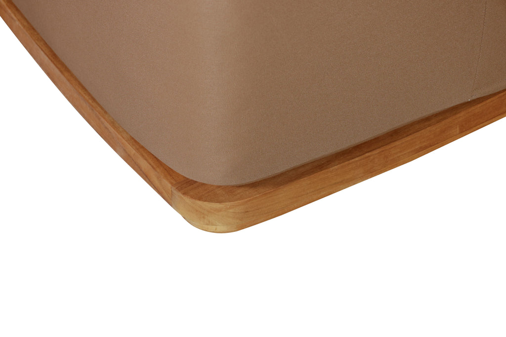 Eclipse Outdoor Solid Teak Wood Ottoman - Light Brown Fabric | | Wiccan Center