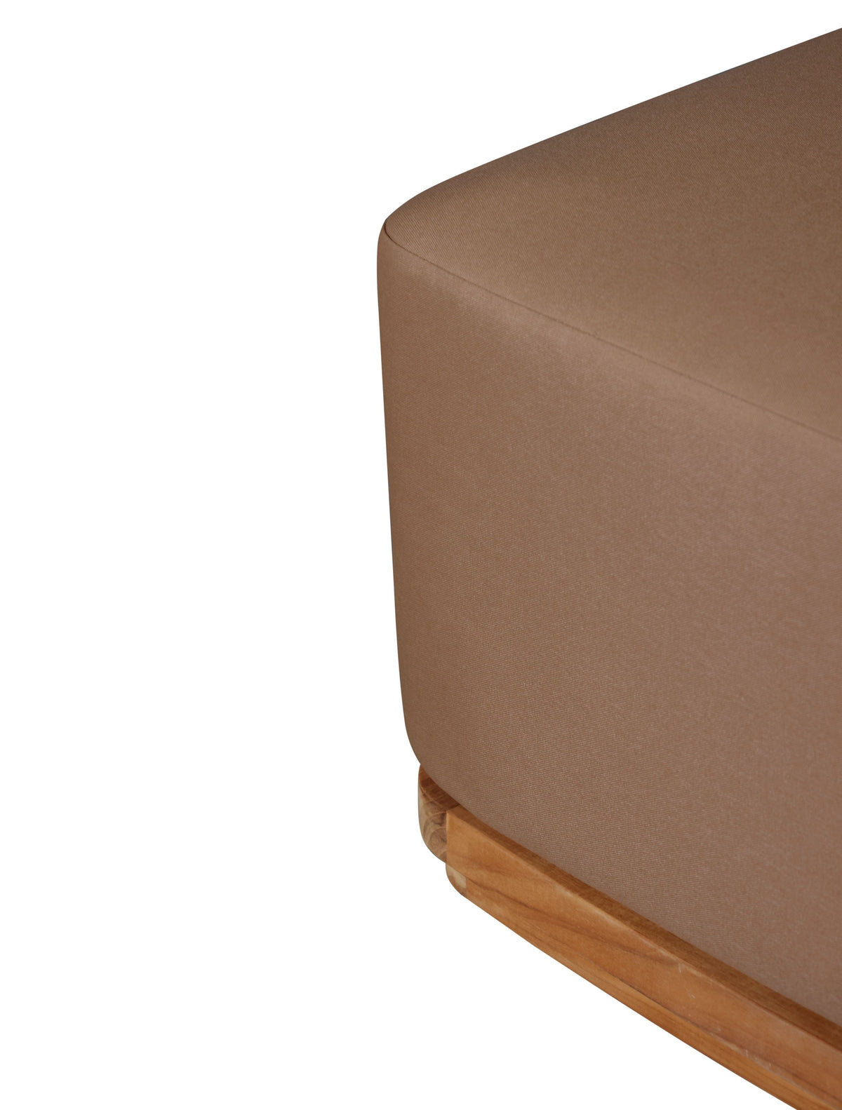 Eclipse Outdoor Solid Teak Wood Ottoman - Light Brown Fabric | | Wiccan Center