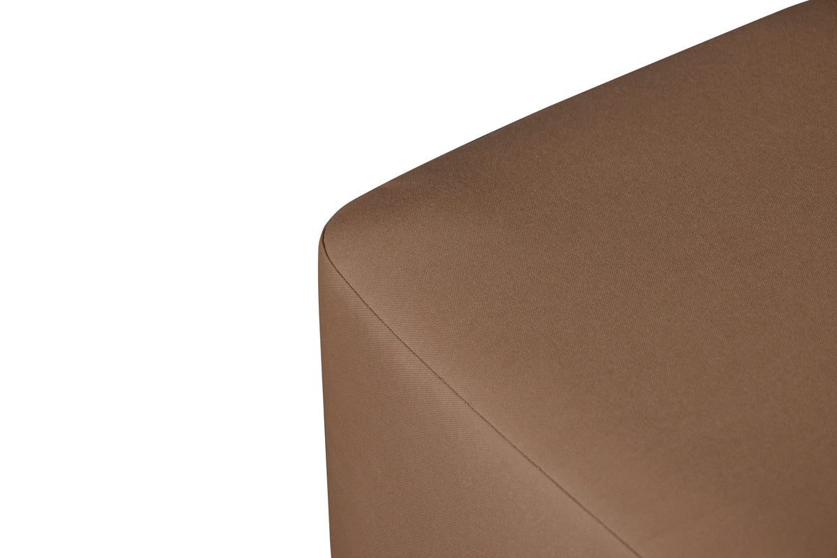 Eclipse Outdoor Solid Teak Wood Ottoman - Light Brown Fabric | | Wiccan Center