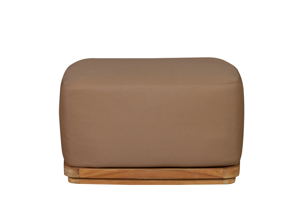 Eclipse Outdoor Solid Teak Wood Ottoman - Light Brown Fabric | | Wiccan Center