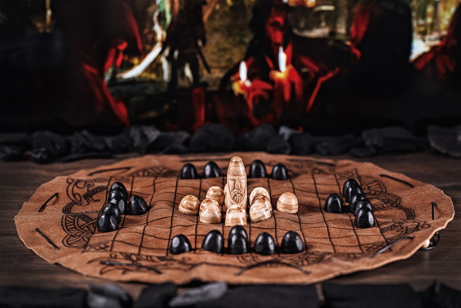 Hnefatafl Travel Set – Leather Board & Pieces | Home & Decor | Wiccan Center
