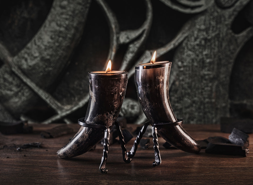 Viking Candle Holders – Ox Horn Tealight Set of 2
