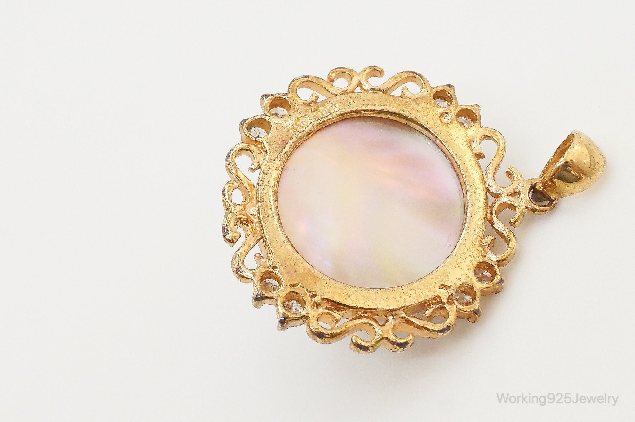 Vintage Pearl Gold Vermeil Cubic Zirconia Sterling Silver Pendant | Jewelry > Necklaces > Pendants | Wiccan Center