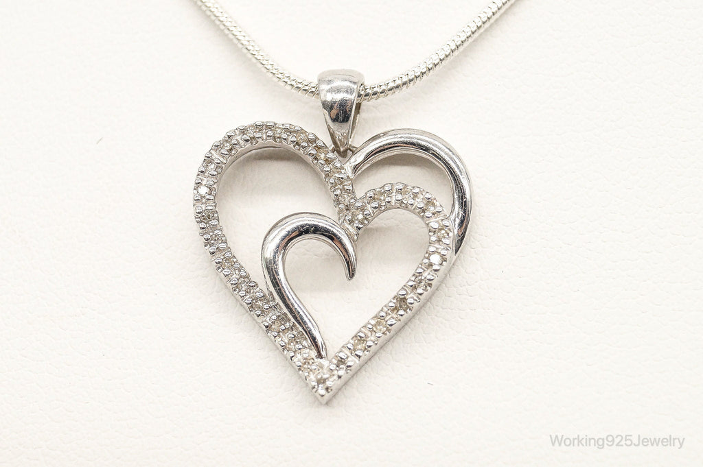 Vintage Designer SUN Diamond Heart Sterling Silver Necklace | Jewelry > Necklaces > Pendants | Wiccan Center