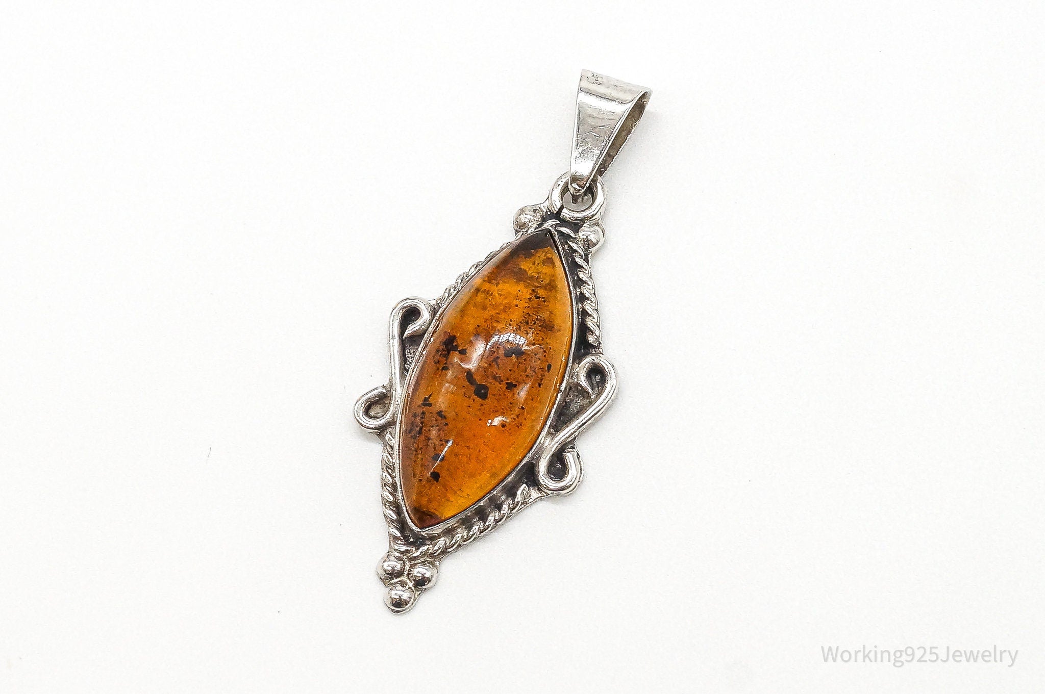Large Vintage Baltic Amber Sterling Silver Necklace Pendant | Jewelry > Necklaces > Pendants | Wiccan Center