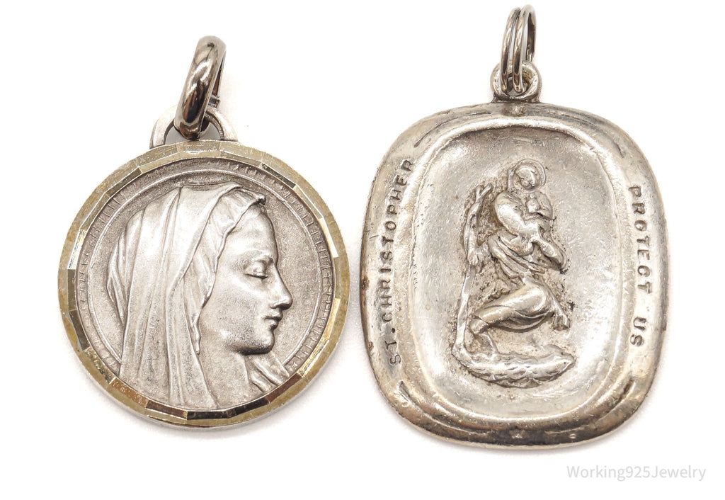 Antique Saints Protection Sterling Silver Pendant Charm Set | Jewelry > Necklaces > Pendants | Wiccan Center