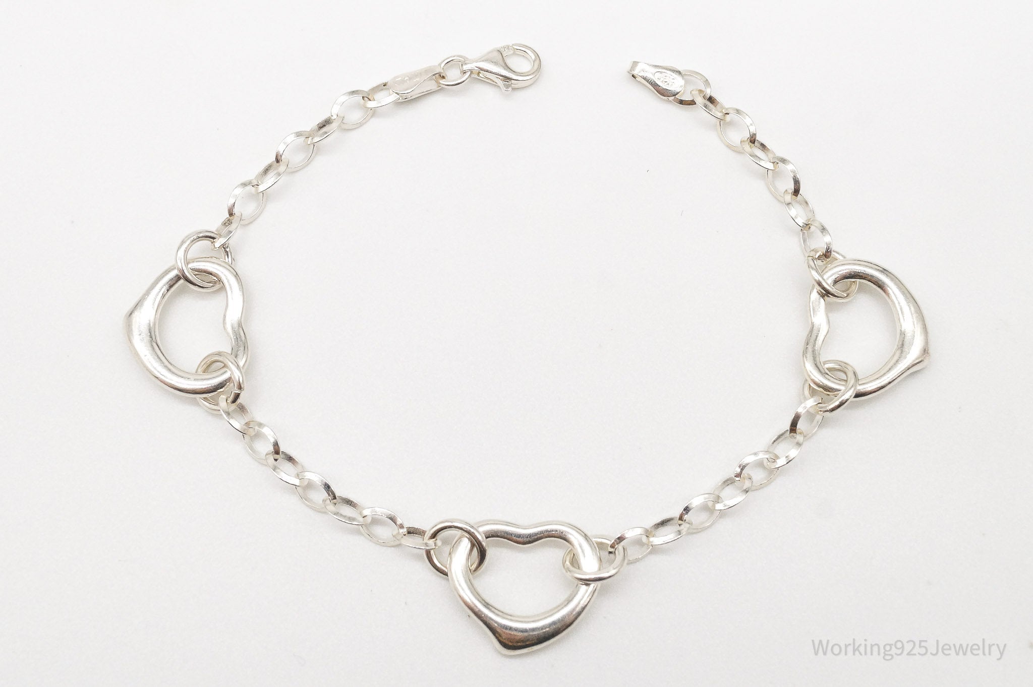 Vintage Italian Hearts Chain Link Sterling Silver Bracelet | Jewelry > Bracelets | Wiccan Center