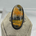 Sterling Silver Bezeled Oval Bumblebee Jasper Ring - Size 7 - Joy, Strength, & Personal Power | Rings | Wiccan Center