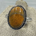 Sterling Silver Lined Oval Bumblebee Jasper Ring - Size 7 - Joy, Strength, & Personal Power | Rings | Wiccan Center