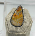 Sterling Silver Bezeled Teardrop Bumblebee Jasper Ring - Size 8 - Joy, Strength, & Personal Power | Rings | Wiccan Center