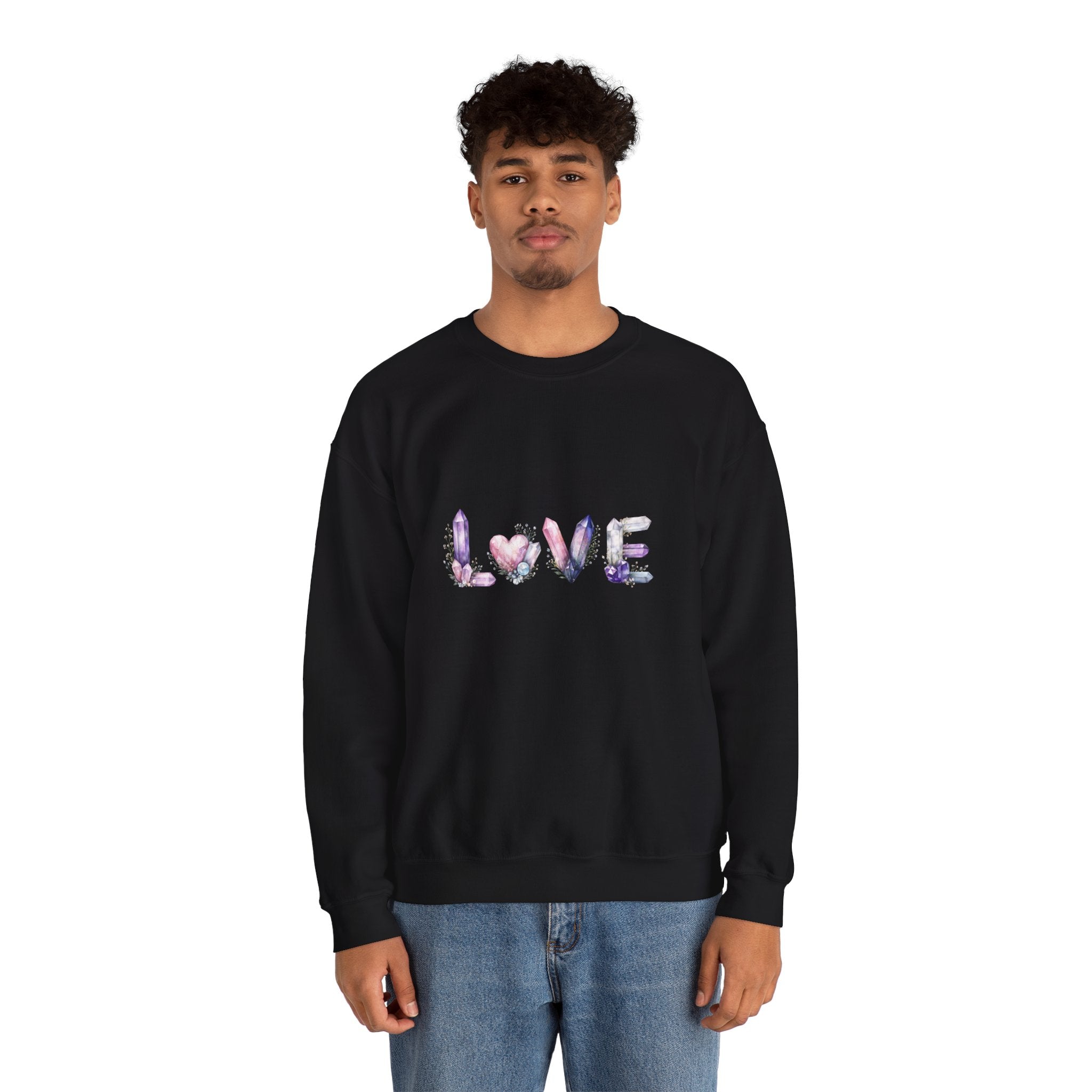 LOVE Crystal Letter Design | Sweatshirt | Wiccan Center