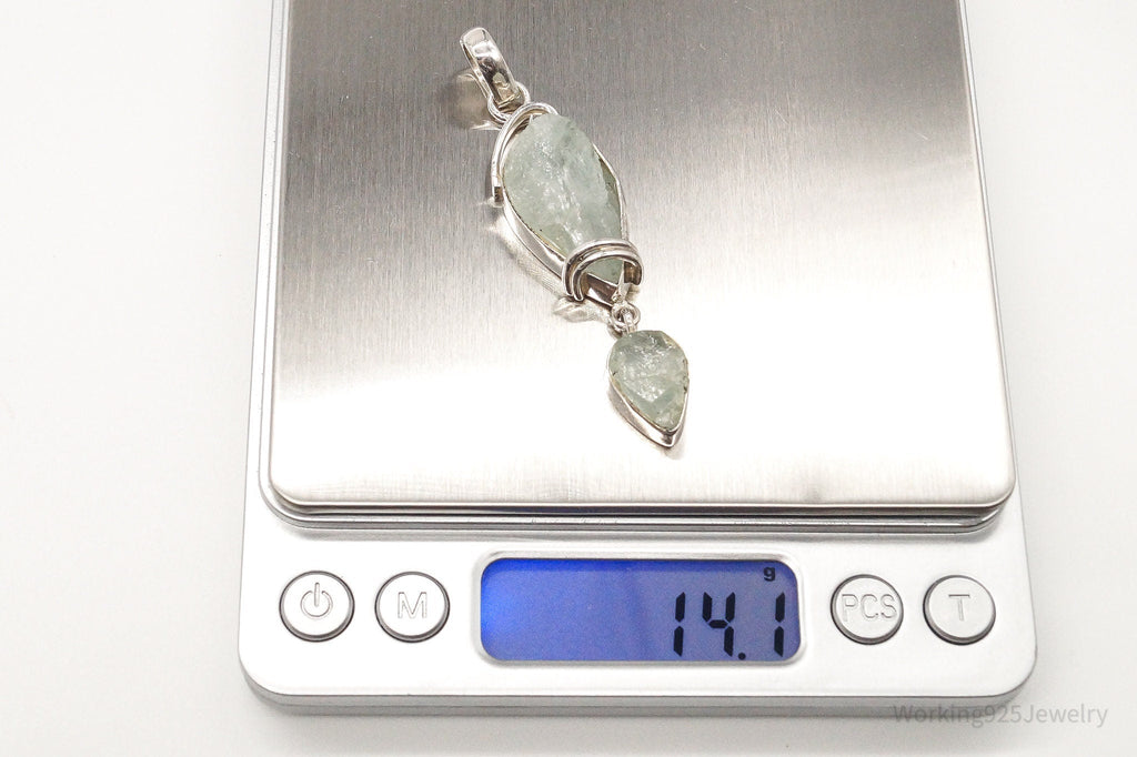 Vintage Designer SJ Large Green Calcite Sterling Silver Pendant | Jewelry > Necklaces > Pendants | Wiccan Center