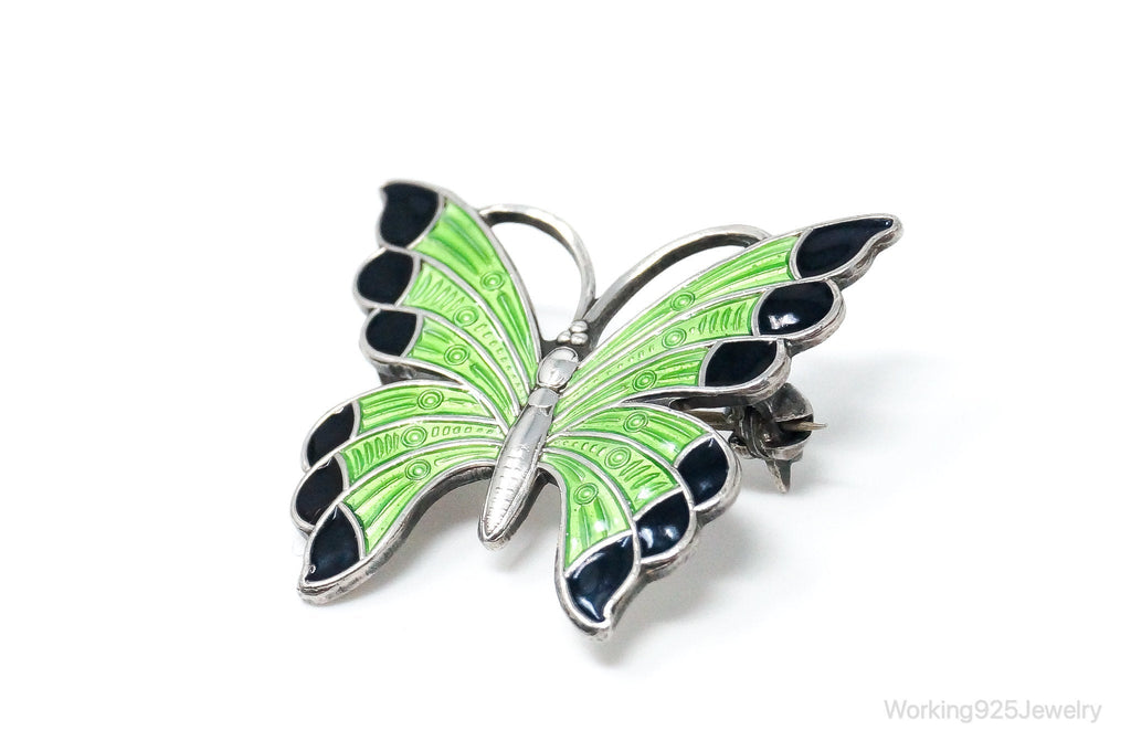 Vintage Danish Meka Butterfly Enamel Sterling Silver Pin Brooch | Jewelry > Brooches, Pins & Clips | Wiccan Center