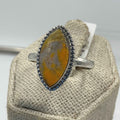 Sterling Silver Bezeled Marquise Bumblebee Jasper Ring - Size 10 - Joy, Strength, & Personal Power | Rings | Wiccan Center