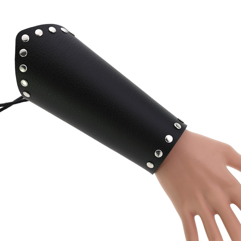 Rock Gothic Leather Wax Rope Riding Wristband Strap Arm Guard Bracelets