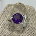 Sterling Silver Asymmetrical Banded Amethyst Ring – Size 5 – Calm, Intuition & Spiritual Protection | Rings | Wiccan Center