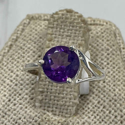 Sterling Silver Asymmetrical Banded Amethyst Ring – Size 5 – Calm, Intuition & Spiritual Protection | Rings | Wiccan Center