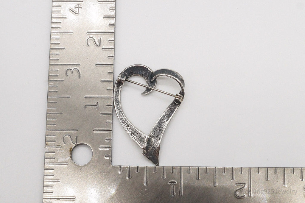 Vintage Open Heart Art Deco Sterling Silver Brooch Pin | Jewelry > Brooches, Pins & Clips | Wiccan Center