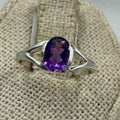 Sterling Silver Split Banded Oval Amethyst Ring – Size 5 – Calm, Intuition & Spiritual Protection | Rings | Wiccan Center