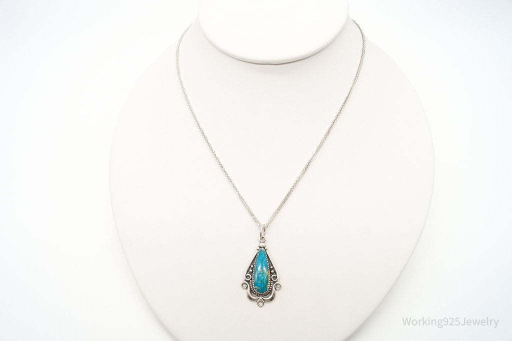 Vintage Native American Bell Trading Post Turquoise Sterling Silver Necklace | Jewelry > Necklaces > Pendants | Wiccan Center