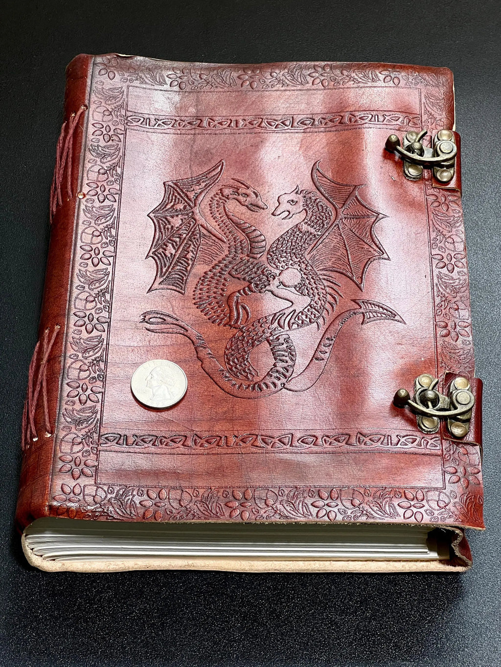 Large Red Dragon Embossed Leather Bound 300 Page Sketchbook Notebook With Clasps Carving Wholesale Decor | Books, Movies & Music > Books > Blank Books > Journals & Notebooks | Wiccan Center