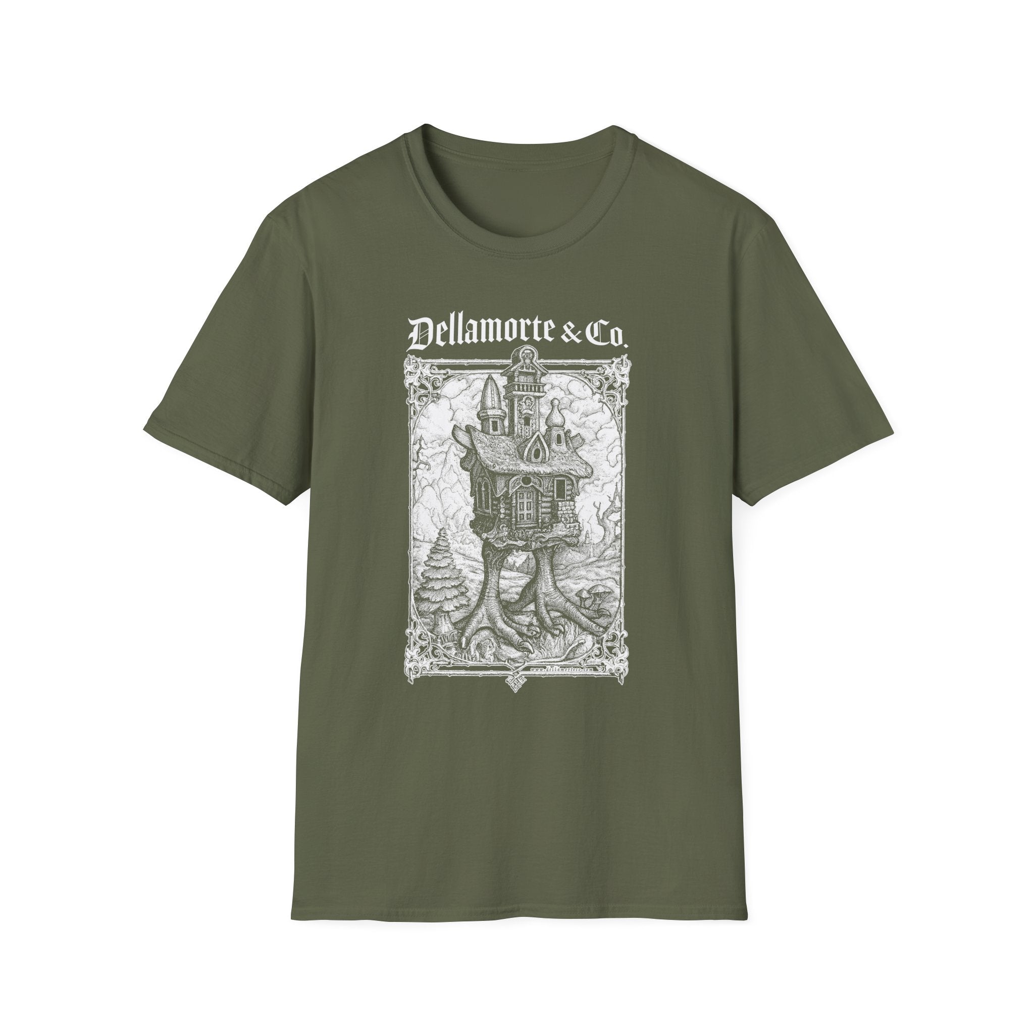Baba Yaga Hut Shirt | Slavic Folklore Witch House Tee by Dellamorte Art | Chicken-Leg Hut T-Shirt | Dark Fairytale Gothic Apparel