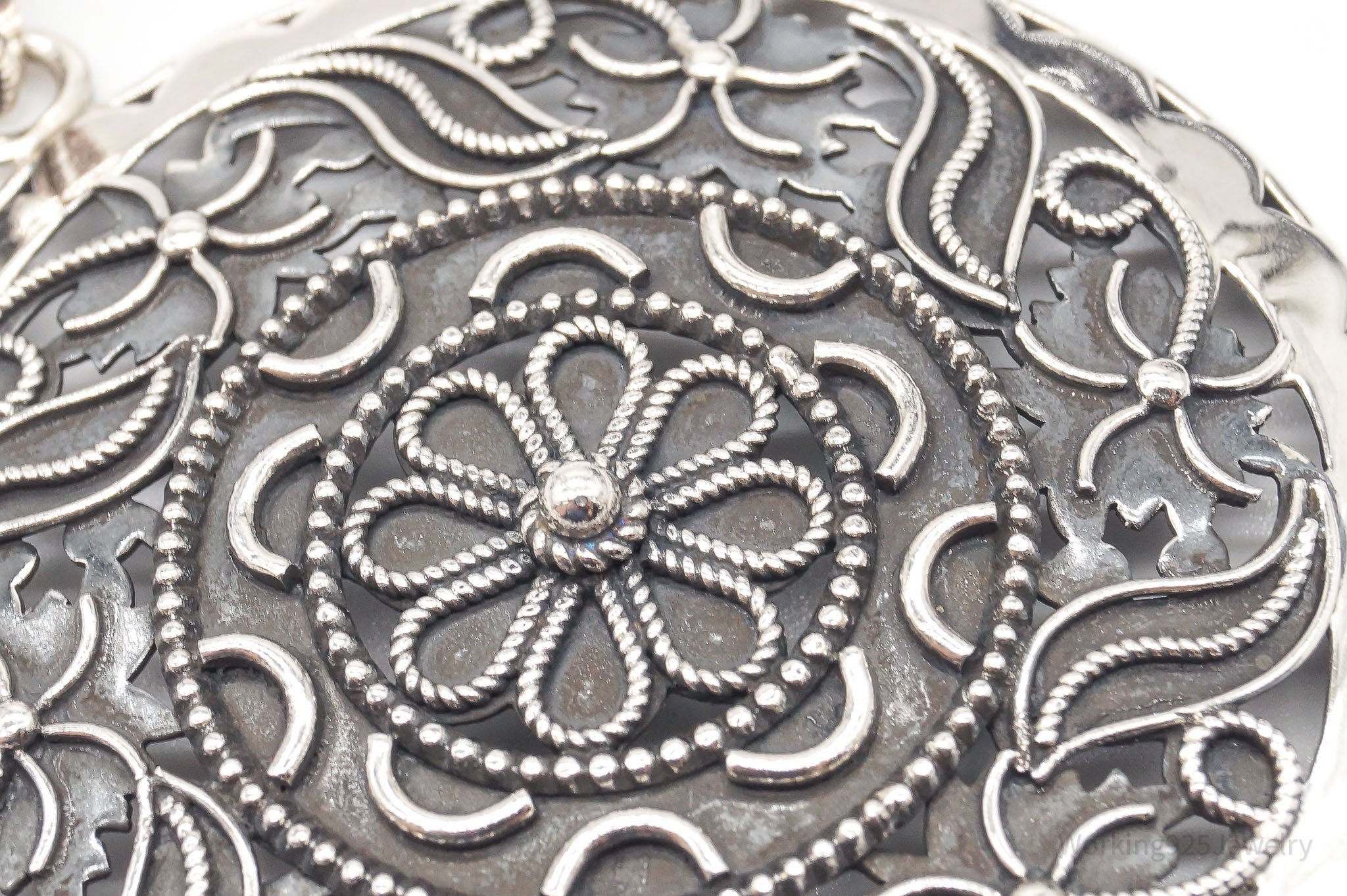 Large India Designer Doug Paulus Ornate Flower Sterling Silver Pendant | Jewelry > Necklaces > Pendants | Wiccan Center
