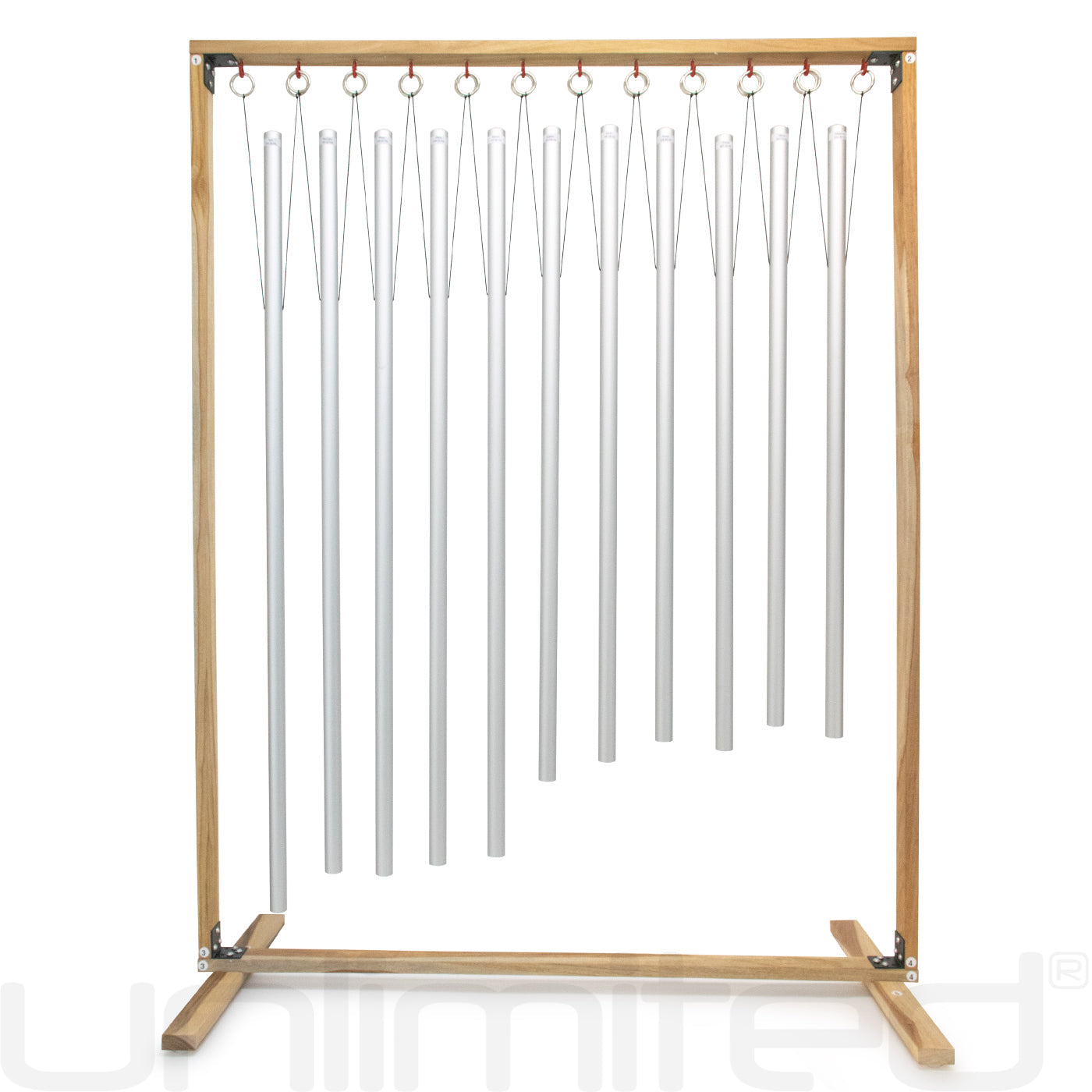 Set of 11 Planetary Tuned Healing Chimes with Wooden Stand