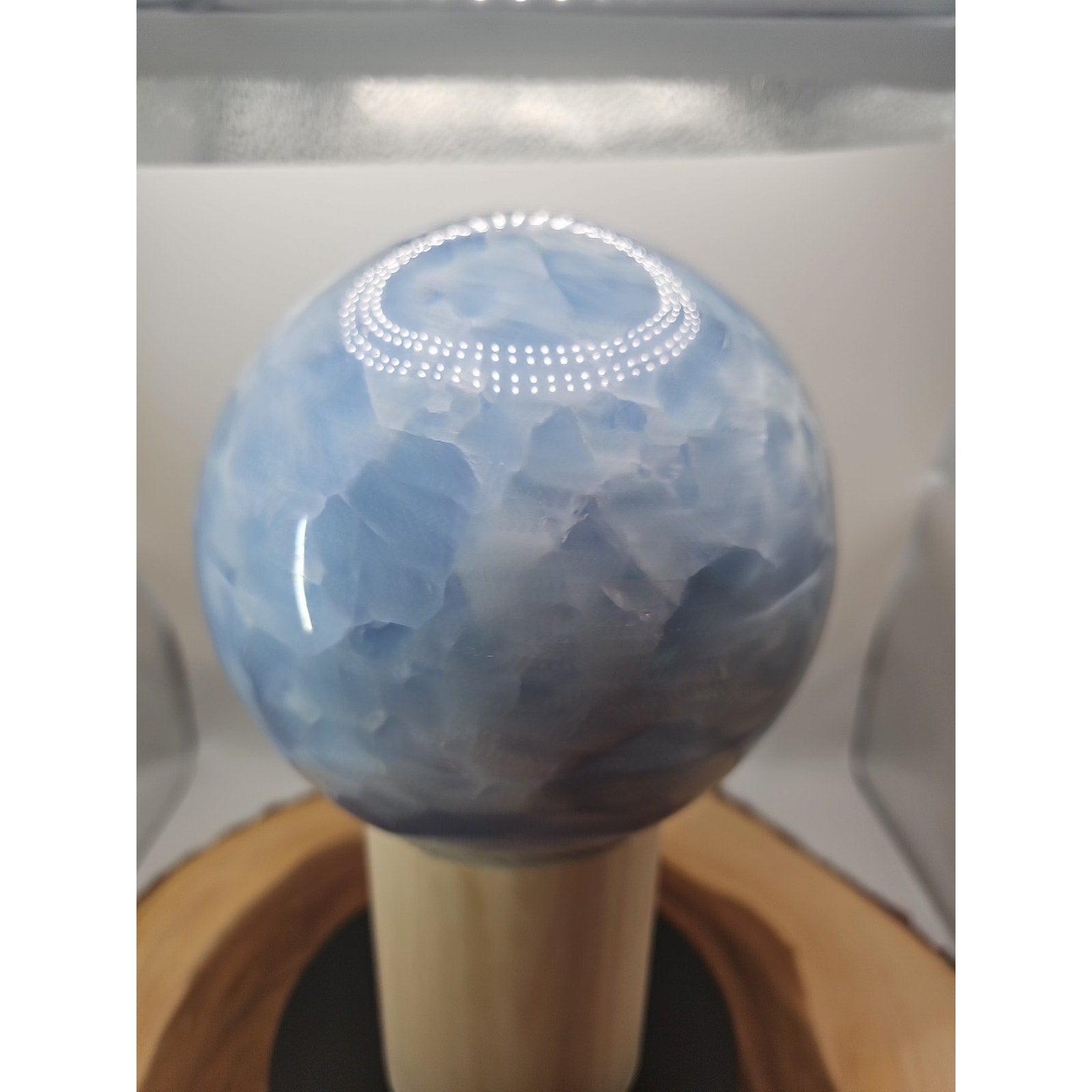 9.17LB Natural Blue crystalThe bal Quartz carved crystal decoration healing | Crystal Spheres & Eggs | Wiccan Center