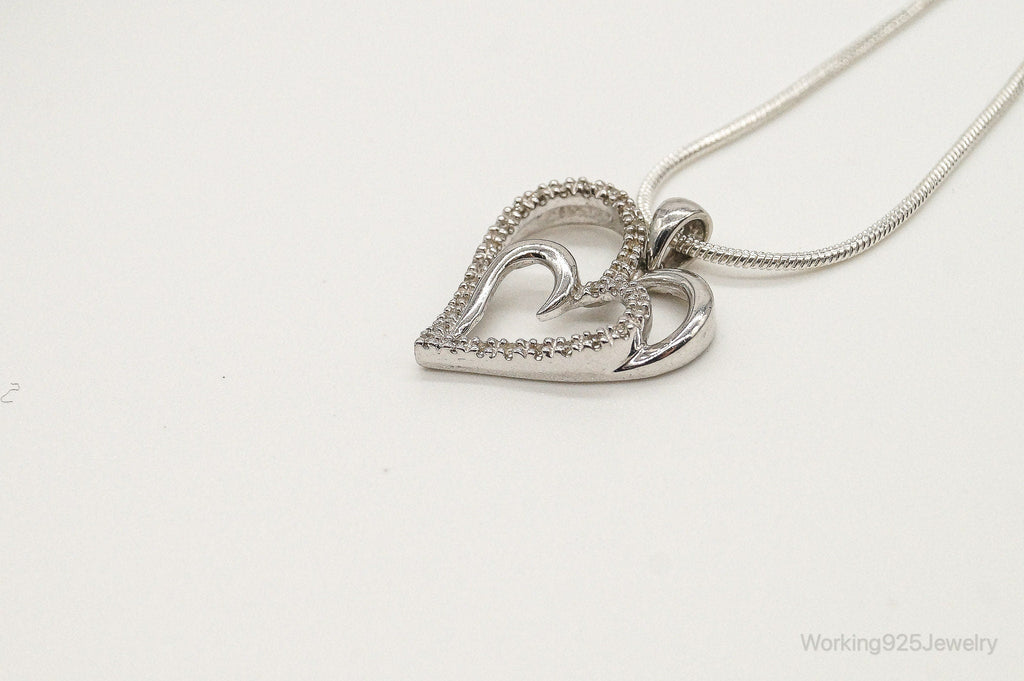 Vintage Designer SUN Diamond Heart Sterling Silver Necklace | Jewelry > Necklaces > Pendants | Wiccan Center