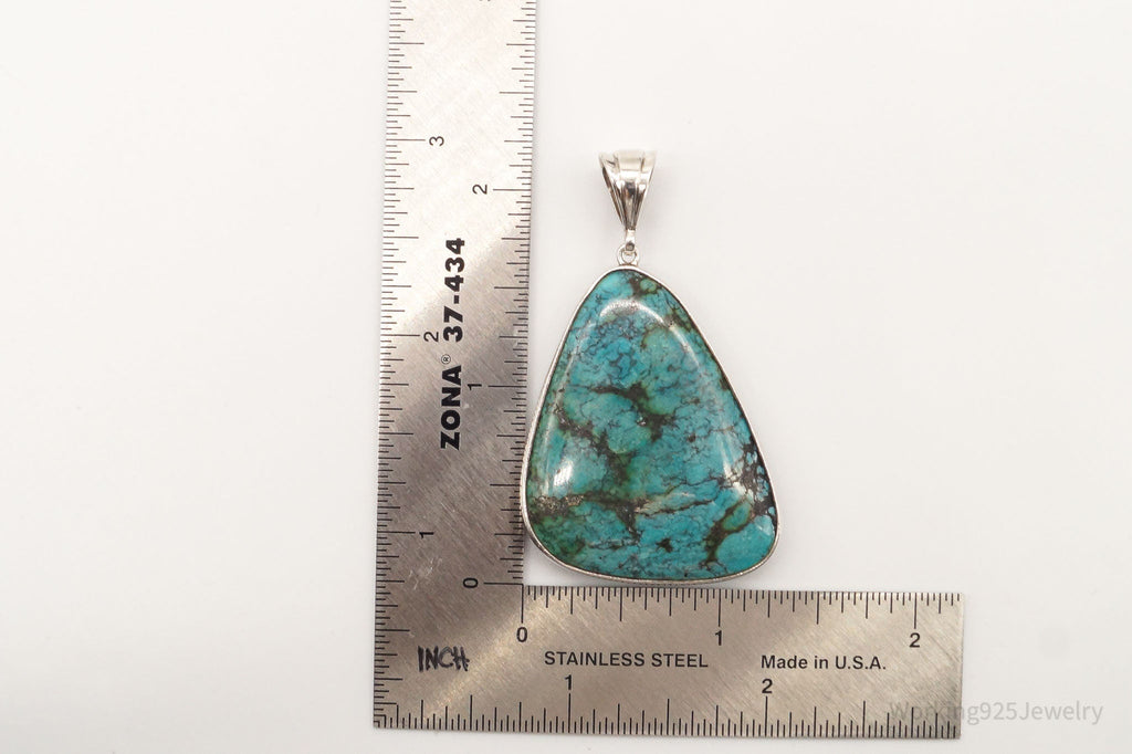 Vintage Large Turquoise Sterling Silver Necklace Pendant | Jewelry > Necklaces > Pendants | Wiccan Center