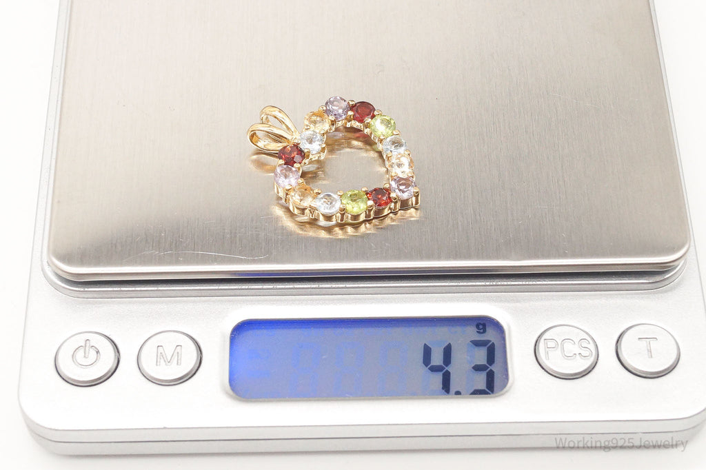 Designer Multi Gemstone Gold Vermeil Sterling Silver Heart Pendant | Jewelry > Necklaces > Pendants | Wiccan Center