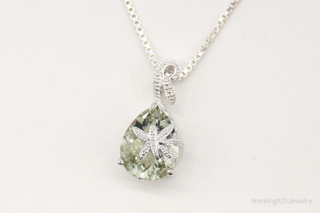 Vintage Prasiolite Dragonflies Sterling Silver Necklace | Jewelry > Necklaces > Pendants | Wiccan Center